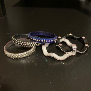 Bling bracelets. Five bracelets in set. Crystal bangle